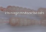 CFG753 15.5 inches 10*35mm carved teardrop natural pink quartz beads