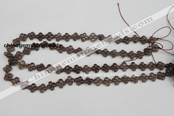 CFG76 15.5 inches 11*11mm carved flower smoky quartz beads