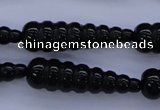 CFG761 15.5 inches 10*35mm carved teardrop black agate beads