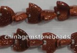 CFG768 15.5 inches 10*15mm carved animal goldstone gemstone beads