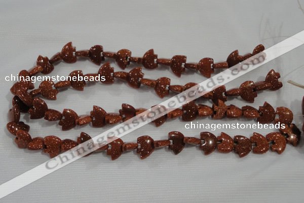 CFG768 15.5 inches 10*15mm carved animal goldstone gemstone beads