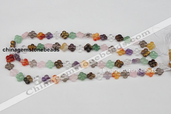 CFG77 15.5 inches 11*11mm carved flower mixed gemstone beads