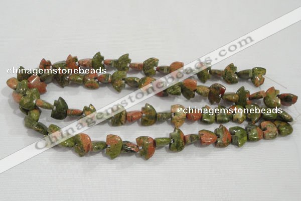 CFG770 15.5 inches 10*15mm carved animal unakite gemstone beads