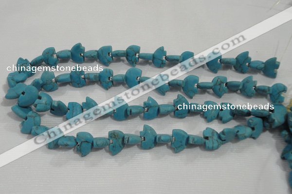 CFG773 15.5 inches 10*15mm carved animal synthetic turquoise beads