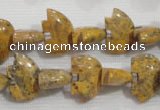 CFG775 15.5 inches 10*15mm carved animal leopard jasper beads