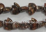 CFG776 15.5 inches 10*15mm carved animal leopard jasper beads