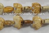 CFG778 15.5 inches 10*15mm carved animal picture jasper beads