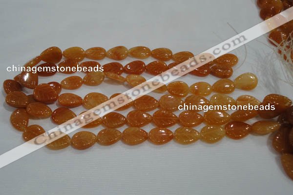 CFG817 12.5 inches 15*20mm carved leaf red aventurine beads wholesale