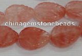 CFG819 12.5 inches 15*20mm carved leaf cherry quartz beads wholesale