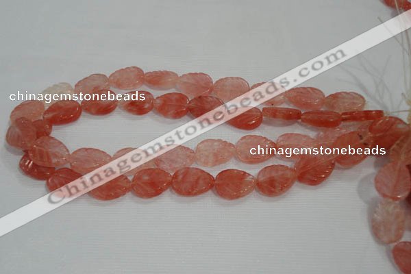 CFG819 12.5 inches 15*20mm carved leaf cherry quartz beads wholesale