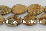 CFG823 12.5 inches 15*20mm carved leaf picture jasper beads wholesale