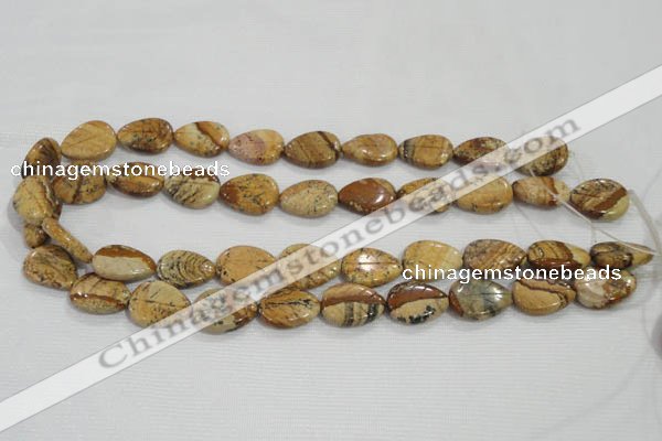 CFG823 12.5 inches 15*20mm carved leaf picture jasper beads wholesale