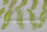 CFG850 Top-drilled 6*20mm carved animal yellow jade beads