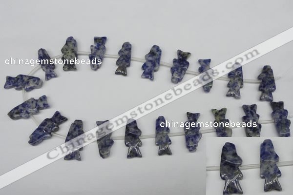 CFG851 Top-drilled 10*26mm carved animal sodalite gemstone beads