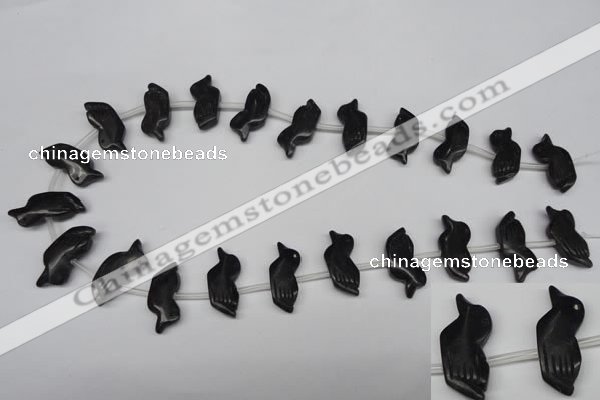 CFG853 Top-drilled 12*24mm carved animal blackstone gemstone beads