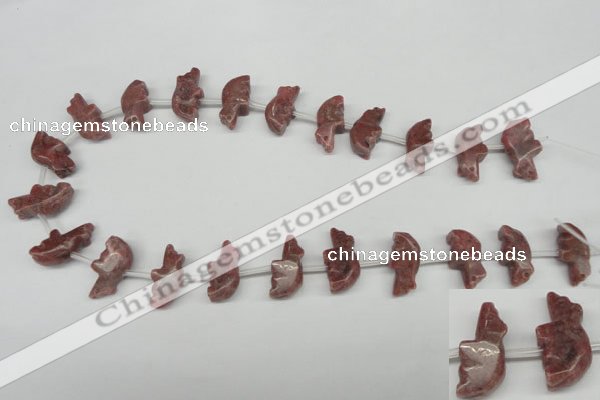 CFG856 Top-drilled 10*23mm carved animal rhodochrosite beads