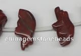 CFG857 Top-drilled 12*24mm carved animal red jasper beads