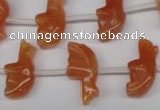 CFG858 Top-drilled 10*20mm carved animal red aventurine beads