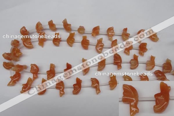 CFG858 Top-drilled 10*20mm carved animal red aventurine beads