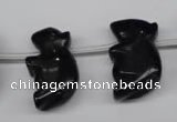 CFG860 Top-drilled 15*24mm carved animal black agate beads