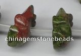 CFG862 Top-drilled 12*18mm carved animal unakite gemstone beads