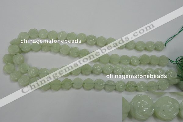 CFG883 15.5 inches 12mm carved flower New jade gemstone beads