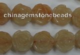 CFG888 15.5 inches 14mm carved flower red aventurine beads