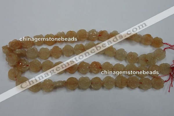 CFG888 15.5 inches 14mm carved flower red aventurine beads