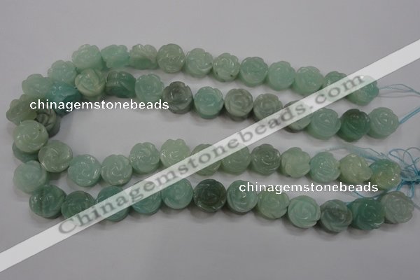 CFG892 15.5 inches 14mm carved flower amazonite gemstone beads