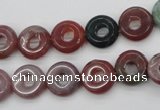 CFG902 15.5 inches 12mm carved coin donut Indian agate beads