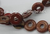 CFG905 15.5 inches 12mm carved coin donut brecciated jasper beads