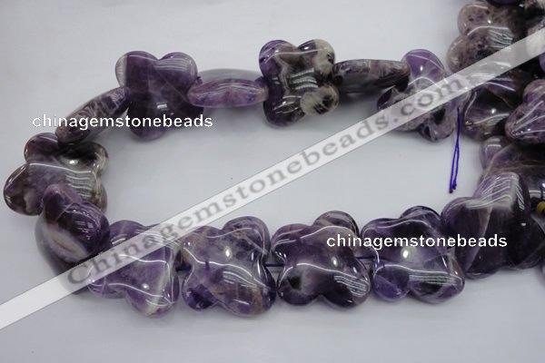 CFG916 15.5 inches 30*33mm carved butterfly dogtooth amethyst beads
