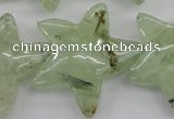 CFG919 15.5 inches 30*33mm carved star green rutilated quartz beads