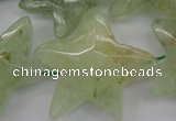 CFG920 30*33mm faceted & carved star green rutilated quartz beads