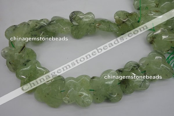 CFG926 30*33mm faceted & carved butterfly green rutilated quartz beads