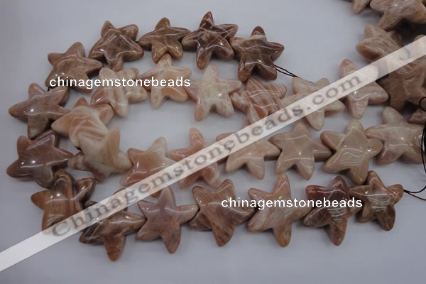 CFG928 15.5 inches 30*33mm carved star moonstone beads