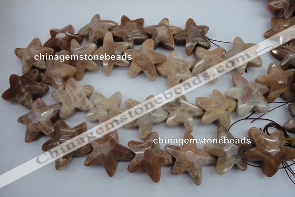 CFG929 15.5 inches 30*33mm faceted & carved star moonstone beads
