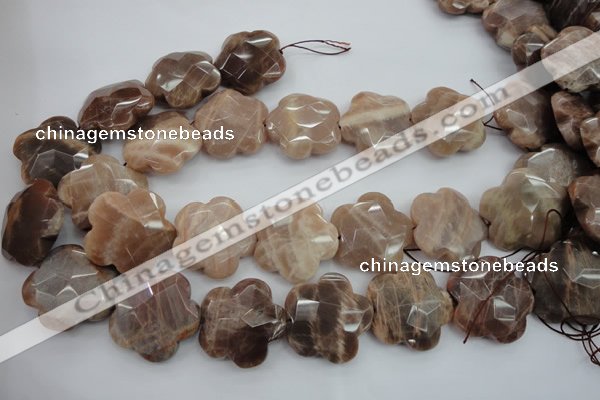 CFG931 15.5 inches 32*33mm faceted & carved flower moonstone beads