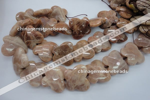 CFG933 15.5 inches 30*33mm faceted & carved butterfly moonstone beads