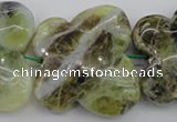 CFG938 15.5 inches 30*33mm carved butterfly yellow & green opal beads