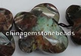 CFG945 30*33mm faceted & carved butterfly green opal gemstone beads