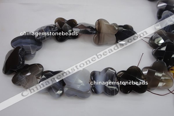 CFG951 30*33mm faceted & carved butterfly grey botswana agate beads