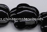 CFG956 15.5 inches 32*33mm carved flower black agate beads