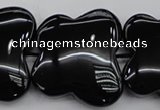 CFG959 15.5 inches 30*33mm carved butterfly black agate beads