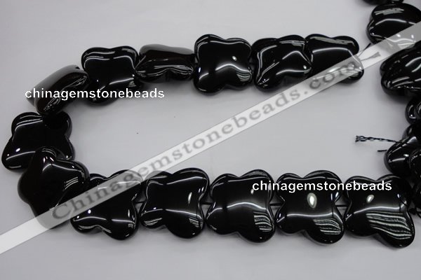 CFG959 15.5 inches 30*33mm carved butterfly black agate beads