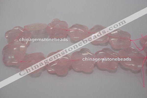 CFG967 15.5 inches 32*33mm faceted & carved flower rose quartz beads