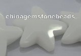 CFG969 15.5 inches 30*33mm faceted & carved star white porcelain beads