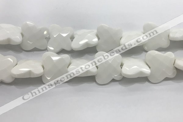 CFG972 15.5 inches 30*33mm carved butterfly white porcelain beads