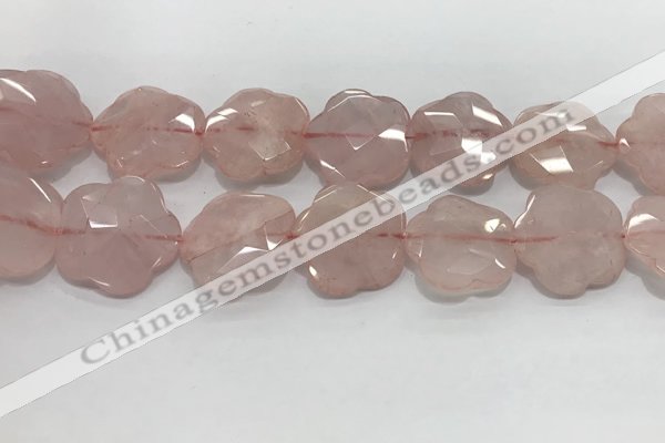 CFG978 15.5 inches 33*33mm carved flower rose quartz beads