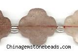 CFG995 15 inches 16mm - 17mm carved flower strawberry quartz beads